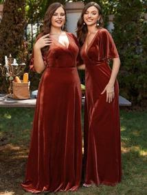 img 1 attached to Women'S Retro V-Neck Wrap Velvet Maxi Dress Long Formal Evening Gown 0861