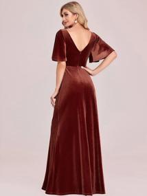img 3 attached to Women'S Retro V-Neck Wrap Velvet Maxi Dress Long Formal Evening Gown 0861