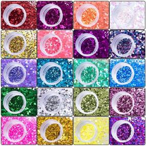 img 2 attached to SIQUK 20 Sheets Mermaid Face Gems With Self-Adhesive Crystal Stickers And 20 Jars Of Chunky Face Glitter For Festival, Rave, Carnival, And Party
