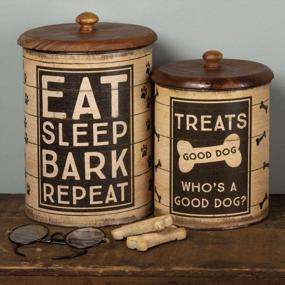 img 1 attached to Rustic Charm For Your Treats: Primitives By Kathy 2-Piece Tin In Brown And Black