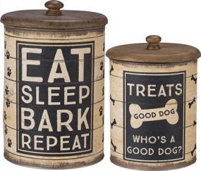 img 4 attached to Rustic Charm For Your Treats: Primitives By Kathy 2-Piece Tin In Brown And Black