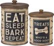 rustic charm for your treats: primitives by kathy 2-piece tin in brown and black logo