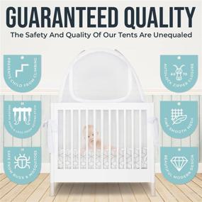 img 1 attached to 👶 Pro Baby Safety Crib Tent for Mini Cribs and Pack N Play – Premium Mesh Enclosure to Prevent Toddlers from Climbing Out, Pop-up Canopy Cover and Safety Bumper Included – Platinum Label, Geometric Cubes Design