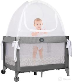 img 4 attached to 👶 Pro Baby Safety Crib Tent for Mini Cribs and Pack N Play – Premium Mesh Enclosure to Prevent Toddlers from Climbing Out, Pop-up Canopy Cover and Safety Bumper Included – Platinum Label, Geometric Cubes Design