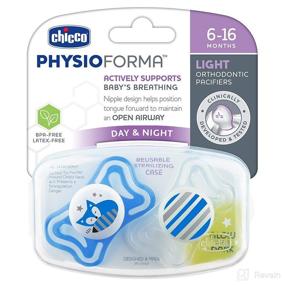 img 3 attached to 👶 Chicco PhysioForma® Light Day & Night Pacifier for Babies 6-16m, Blue, Orthodontic Nipple, BPA-Free, 2-count with Glow In Dark Feature and Sterilizing Case