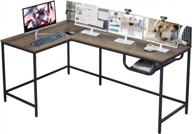 ореховый 65-дюймовый l-образный компьютерный стол с корзиной для хранения, безвинтовой стол для рабочей станции с быстрым замком для домашнего офиса, игровой уголок, письменный стол с полкой, легко собрать логотип