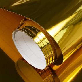 img 4 attached to 12-дюймовый на 6 футов зеркальный металлический хромированный золотой самоклеящийся виниловый рулон-легко резать и пропалывать винил для поделок