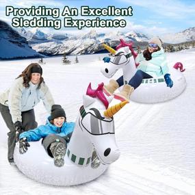 img 3 attached to AMENON 63" Giant Unicorn Inflatable Snow Tube, Winter Sled With Handles Frontrest 2 Repair Patches 0.6Mm Thick Bottom Snow Tube Sled For Kids Adults Sledding Outdoor Winter Toys River Ride Tube Float