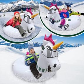 img 2 attached to AMENON 63" Giant Unicorn Inflatable Snow Tube, Winter Sled With Handles Frontrest 2 Repair Patches 0.6Mm Thick Bottom Snow Tube Sled For Kids Adults Sledding Outdoor Winter Toys River Ride Tube Float