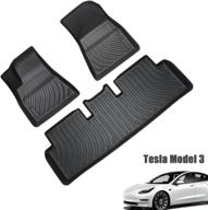 🏆 premium avsty floor mats for tesla model 3 2017-2022 | protective liners for 1st & 2nd row logo