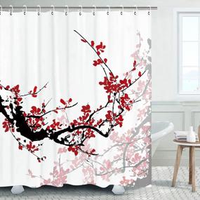 img 4 attached to Transform Your Bathroom With LIVILAN'S Chic Cherry Blossom Shower Curtain Set