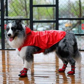 img 1 attached to PetsWorld 2XL Hooded Raincoat for Dogs - Red Waterproof Pet Raincoat with Back Reflective Strips