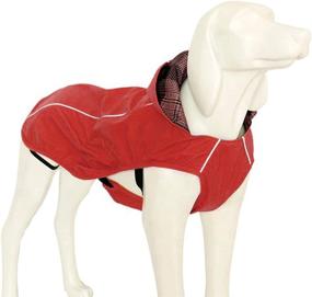 img 3 attached to PetsWorld 2XL Hooded Raincoat for Dogs - Red Waterproof Pet Raincoat with Back Reflective Strips