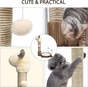 img 1 attached to Arkham Pet 19 Inch 4-in-1 Cat Scratching Post with Cat Scratcher Mat for Small Cats - Indoor Cat Scratching Posts with Self Groomer, Natural Sisal Cat Scratcher, and 3 Plush Balls