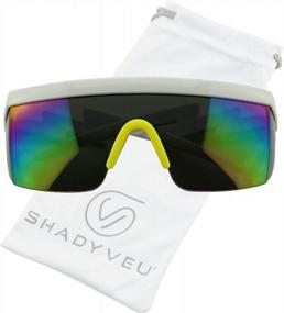 img 3 attached to 🌈 Полуоправные солнцезащитные очки с неоновой радужной оправой от ShadyVEU - защита от УФ-лучей, зеркальные города, ретро-шторм 80-х с кривыми болтами ZigZag.