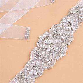 img 2 attached to 💎 Sparkling Crystal Wedding Handmade Rhinestone Sash: A Stunning Women's Silver Organza Accessory Belt