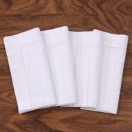 set of 4 white linen dinner napkins with double hemstitch & embroidered dot - 18x18 inches, machine washable logo