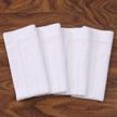 set of 4 white linen dinner napkins with double hemstitch & embroidered dot - 18x18 inches, machine washable logo