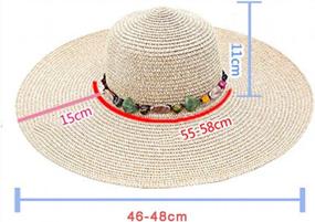 img 1 attached to Женская соломенная шляпа с широкими полями для защиты от солнца, складная гибкая летняя пляжная кепка с УФ-излучением