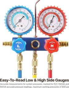 img 2 attached to 🔧 Flexzion Manifold Gauges Set: R410a R22 R404a - AC Repair Diagnostic Charging Tool Kit with 3 x 5ft Hoses, Brass Couplers - Ideal for Air Refrigerant Service and HVAC Freon Vacuum