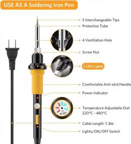 img 3 attached to SEEKONE 15 in 1 Soldering Iron Kit with Adjustable Temperature 60W, 428°F-896°F 🔥 Welding Tool, 5 Soldering Iron Tips, Desoldering Pump, Iron Stand, Wire Cutter, and Tweezers