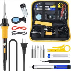 img 4 attached to SEEKONE 15 in 1 Soldering Iron Kit with Adjustable Temperature 60W, 428°F-896°F 🔥 Welding Tool, 5 Soldering Iron Tips, Desoldering Pump, Iron Stand, Wire Cutter, and Tweezers