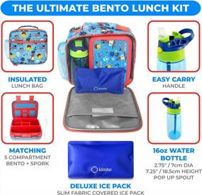 img 3 attached to Leakproof Bento Box Lunch Set For Kids With Insulated Bag, Ice Pack, And Water Bottle - 5 Compartments And Removable Tray - Perfect For School, Daycare, Or Pre-School - Blue Pirate Theme