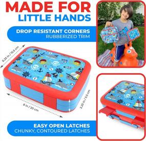 img 2 attached to Leakproof Bento Box Lunch Set For Kids With Insulated Bag, Ice Pack, And Water Bottle - 5 Compartments And Removable Tray - Perfect For School, Daycare, Or Pre-School - Blue Pirate Theme