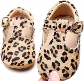 img 4 attached to Adorable And Safe HONGTEYA Leather Baby Shoes With Anti-Slip Sole For Infants And Toddlers