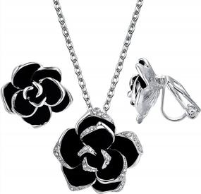 img 4 attached to Yoursfs 18K Rose GP Flower Jewelry Set With Rhinestone Clip Earrings & Necklace – A Stunning Choice For Fashionable Ladies