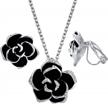 yoursfs 18k rose gp flower jewelry set with rhinestone clip earrings & necklace – a stunning choice for fashionable ladies logo