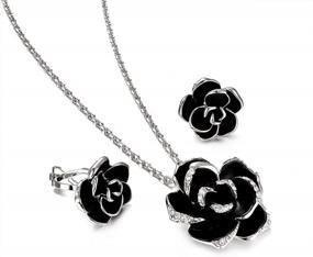 img 1 attached to Yoursfs 18K Rose GP Flower Jewelry Set With Rhinestone Clip Earrings & Necklace – A Stunning Choice For Fashionable Ladies