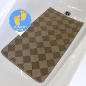 img 3 attached to SAFELAND Patented Non-Slip Bath, Shower And Tub Mat, 28X16 Inch, TPR Material, Eco-Friendly, Non-PVC, Machine Washable, Extra-Soft, With Powerful Gripping Suction Cups, Diamond– Tan