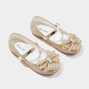 img 2 attached to Glitter Princess Ballet Flats For Kids - Mary Jane Flower Dress Shoes Ideal For Weddings, Parties, And Bridesmaids