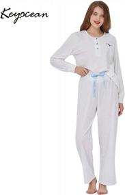 img 1 attached to Stay Warm And Comfy With Keyocean Women'S Cotton Pajama Sets For Fall/Winter Nights