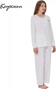 img 3 attached to Stay Warm And Comfy With Keyocean Women'S Cotton Pajama Sets For Fall/Winter Nights