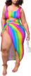 plus size rainbow striped one-piece swimsuit with cut-out design and matching cover ups set for women - perfect as beach swimwear or poolside attire logo