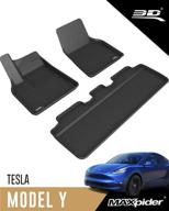 top-rated 3d maxpider all-weather floor mats: custom fit liners for tesla model y 2021-2022, kagu series (1st & 2nd row) logo