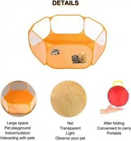 img 1 attached to Small Animal C&C Cage Tent: Breathable & Transparent Outdoor/Indoor Exercise Fence For Guinea Pigs, Rabbits, Hamsters, Chinchillas And Hedgehogs (Orange)