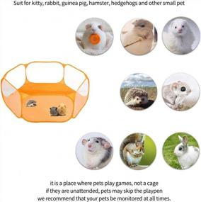 img 2 attached to Small Animal C&C Cage Tent: Breathable & Transparent Outdoor/Indoor Exercise Fence For Guinea Pigs, Rabbits, Hamsters, Chinchillas And Hedgehogs (Orange)