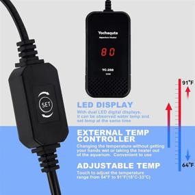 img 2 attached to 🐠 Yochaqute Aquarium Fish Tank Heater: 50W Submersible Small Betta Heater with LED Temperature Display & Adjustable External Controller – Ideal for 1-10 Gallon Saltwater and Freshwater Tanks