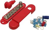 (red) 12 terminal distribution block -busbar- with ring terminals logo