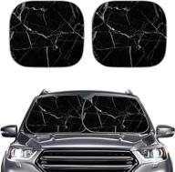 🚗 protect your car interior with freewander black marble print 2pc windshield sunshade - block uv rays & reflect heat for a cooler ride логотип