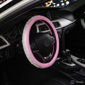 img 2 attached to Bling Steering Wheel Cover for Women - TOYOUN PU Leather Car Steering Covers with Crystal Rhinestones, Universal Fit 14.5 to 15 inch Standard Size, Glitter Car Accessories for Girls in Pink