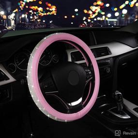 img 3 attached to Bling Steering Wheel Cover for Women - TOYOUN PU Leather Car Steering Covers with Crystal Rhinestones, Universal Fit 14.5 to 15 inch Standard Size, Glitter Car Accessories for Girls in Pink