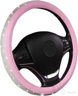 bling steering wheel cover for women - toyoun pu leather car steering covers with crystal rhinestones, universal fit 14.5 to 15 inch standard size, glitter car accessories for girls in pink логотип