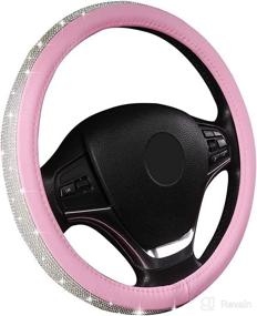 img 4 attached to Bling Steering Wheel Cover for Women - TOYOUN PU Leather Car Steering Covers with Crystal Rhinestones, Universal Fit 14.5 to 15 inch Standard Size, Glitter Car Accessories for Girls in Pink