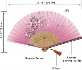 img 3 attached to Stay Cool And Stylish With OMyTea® Grassflowers Hand Held Folding Fans - Perfect Gift With Protective Sleeve In Chinese/Japanese Vintage Retro Style (Red, 8.27 Inches)