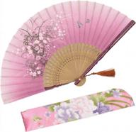 stay cool and stylish with omytea® grassflowers hand held folding fans - perfect gift with protective sleeve in chinese/japanese vintage retro style (red, 8.27 inches) logo