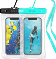 karvense 2 pack floating waterproof phone pouch case with lanyard - universal dry bag for iphone, samsung galaxy, lg, moto - ideal for beach, shower, pool, kayaking, snorkeling logo